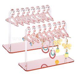 2 Sets Acrylic Earring Display Stands, Earring Organizer Holder with 8Pcs Mini Hangers, Coat Hanger Shapes, Misty Rose, Finished Product: 15x6x11.7cm, about 10pcs/set(EDIS-PH0001-91)