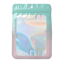 Rectangle Laser PVC Zip Lock Bags, Resealable Packaging Bags, Self Seal Bag, Pale Turquoise, 14.9x10.5x0.15cm, Unilateral Thickness: 2.5 Mil(0.065mm)(ABAG-P011-01F-01)