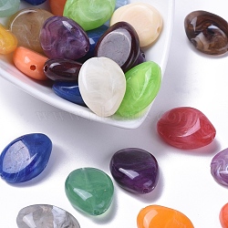 Acrylic Beads, Imitation Gemstone Style, Lentil, Mixed Color, 25mm long, 19mm wide, 10mm thick, hole: 2mm(X-PGB279Y)