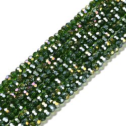 Transparent Glass Beads, 32 Facets, AB Color Plated, Round, Sea Green, 3.5x3mm, Hole: 1mm, about 163~166pcs/strand, 50~51cm(EGLA-A035-T3mm-B10)