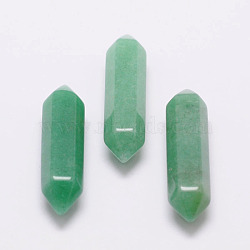 Faceted Natural Green Aventurine Healing Stones, Reiki Energy Balancing Meditation Therapy Wand, Double Terminated Points, for Wire Wrapped Pendants Making, No Hole/Undrilled, 30x9x9mm(G-K012-30mm-01)