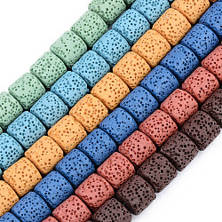 Synthetic Lava Rock Beads Strands, Dyed, Column, Mixed Color, 10x10mm, Hole: 2mm, about 39pcs/strand, 15.35 inch(39cm)(G-S359-171)