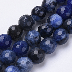 Natural Sodalite Beads Strands, Faceted, Round, 8mm, Hole: 1.2mm, about 45pcs/strand, 15.3 inch(G-S281-07-8mm)