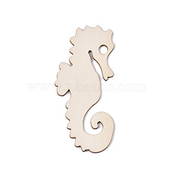 Unfinished Wood Big Pendants, Laser Cut, for DIY Crafts, Home Decoration and Paint, Seahorse, PapayaWhip, 120x52x2.5mm(DIY-ZX040-03-08)