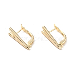 V-shaped Rack Plating Brass Hoop Earring Findings with Latch Back Closure, with Horizontal Loop, Long-Lasting Plated, Cadmium Free & Lead Free, Real 14K Gold Plated, 18x10.5x6mm, Hole: 0.9mm, Pin: 0.8mm(KK-D083-04G)