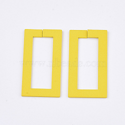 Spray Painted Wood Linking Rings, Quick Link Connectors, Rectangle, Yellow, 45x24x1.5mm, Inner Measure: 35x13mm(WOOD-T010-15D)