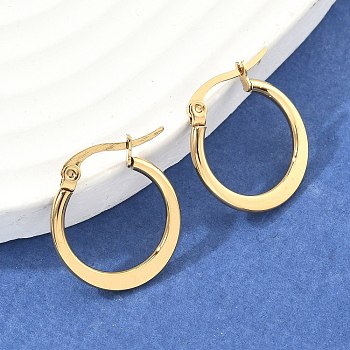 304 Stainless Steel Hoop Earrings, Hypoallergenic Earrings, Flat Ring Shape, Golden, 19~21x2mm, Pin: 0.7x1mm