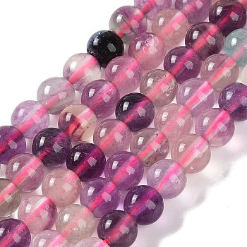 Natural Fluorite Beads Strands, Round, 6mm, Hole: 1mm, about 61~67pcs/strand, 15.16''(38.5cm)