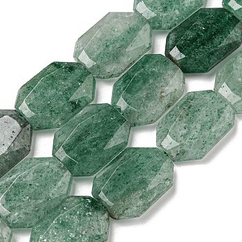 Natural Green Strawberry Quartz Beads Strands, Hexagon, Faceted, 12x17x5mm, Hole: 1mm, about 24pcs/strand, 15.55''(39.5cm)