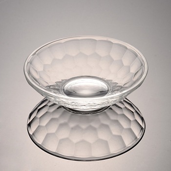 Faceted Bowl Glass Jewelry Displays, Clear, 95x28mm