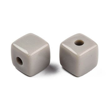 Opaque Acrylic Beads, Cube, Dark Gray, 12.5x12.5x12.5mm, Hole: 3.5mm, about 263pcs/500g