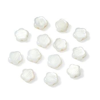30Pcs Natural Freshwater Shell Beads, Flower, Seashell Color, 6x6x2mm, Hole: 0.7mm