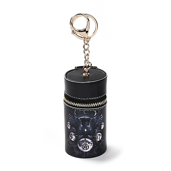 PU Imitation Leather Lipstick Pouch Holder Pendant Keychain, with Alloy Finding, Column, Eagle, 16.5cm