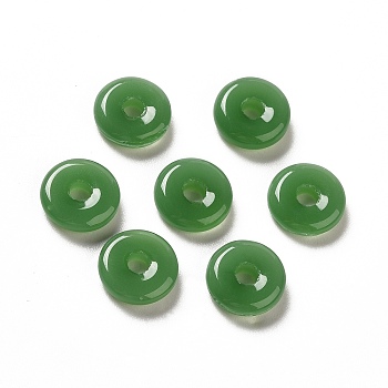 Glass Linking Rings, Imitation Jade, Round Ring, Green, 10x3.5mm, Inner Diameter: 2.5mm