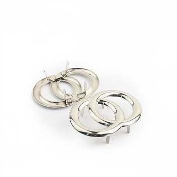Ring Shape Alloy Decorative Buckles, Bag Decorations, Platinum, 3.6x5.2cm