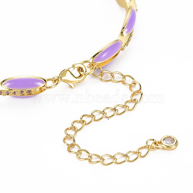 Brass Micro Pave Cubic Zirconia Link Chain Bracelet for Women(BJEW-T020-05G-06)-3