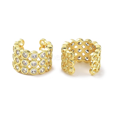 Brass Micro Pave Cubic Zirconia Cuff Earrings for Women(EJEW-D088-08G)-2