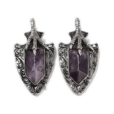 Antique Silver Arrow Amethyst Big Pendants