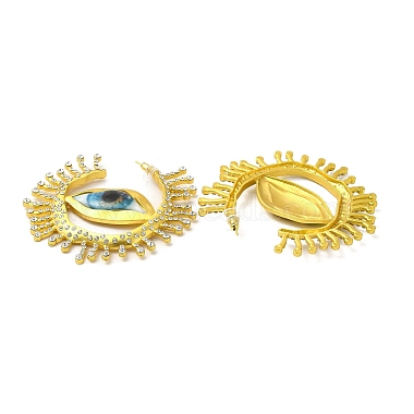 Plastic Evil Eye Stud Earrings with Rhinestone(EJEW-C064-01A-G)-2