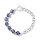 Bracelets de perles rondes en pierres mélangées naturelles sertis de chaîne gourmette pour hommes femmes(BJEW-TA00048)-7