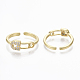 Brass Micro Pave Clear Cubic Zirconia Cuff Rings(ZIRC-R019-050G-NF)-1
