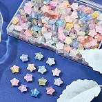 200Pcs Frosted Acrylic Charms, with Brass Loop & Gold Foil, Star, Gradient Color, Mixed Color, 9x10x5mm, Hole: 1.6mm(OACR-FP0001-25)