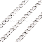 Brass Curb Chains, Long-Lasting Plated, Cadmium Free & Nickel Free & Lead Free, Soldered, with Spool, Platinum, 5x3.5x1mm, about 32.81 Feet(10m)/Roll(KK-P304-02C-P)