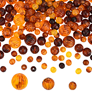 Elite 150g 3 Colors Acrylic Corrugated Beads, Imitation Amber, Round, Mixed Color, 7.5~12mm, Hole: 1.5mm; 50g/style(OACR-PH0001-72)