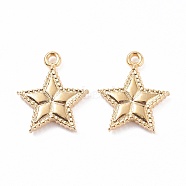 304 Stainless Steel Charms, Star, Golden, 14.5x12x2mm, Hole: 1.2mm(STAS-P279-47G)