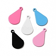 Spray Painted 201 Stainless Steel Pendants, Teardrop Charm, Mixed Color, 19x11x1mm, Hole: 1.4mm(STAS-G304-03)