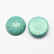 Craft Findings Dyed Synthetic Turquoise Flat Back Dome Cabochons, Half Round, Dark Cyan, 6x3mm(X-TURQ-S266-6mm-01)