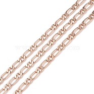 Ion Plating(IP) 304 Stainless Steel Mother-Son Chains, Unwelded, Decorative Chain, Rose Gold,  4.5x11x1.2mm, 4.9x6x1.2mm(CHS-K001-84RG)