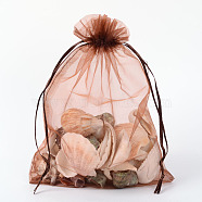 Organza Gift Bags with Drawstring, Jewelry Pouches, Wedding Party Christmas Favor Gift Bags, Chocolate, 23x17cm(OP-R016-17x23cm-12)