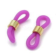 Eyeglass Holders, Glasses Rubber Loop Ends, with Brass Findings, Golden, Magenta, 20x7mm(X-KK-A147-07G)