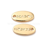Brass Charms, Oval with Word Season Charm, Real 18K Gold Plated, 9x5x1mm, Hole: 1mm(KK-B074-30G)