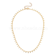 Brass Curb Chain Necklaces, with Charms and Spring Ring Clasps, Golden, 16.14 inch(41cm), 1.2mm(NJEW-JN03070-02)