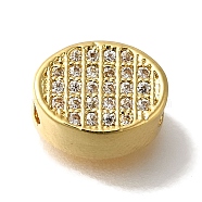 Oval Rack Plating Brass Micro Pave Clear Cubic Zirconia Beads, Long-Lasting Plated, Cadmium Free & Lead Free, Real 18K Gold Plated, 9x7x5mm, Hole: 3mm(KK-U019-13G)