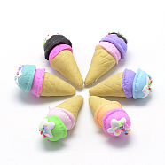 Handmade Polymer Clay Beads, No Hole, Ice Cream, Mixed Color, 30~35x14~16mm(X-CLAY-Q240-002)