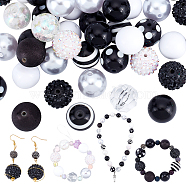 Elite 1 Set Opaque Acrylic Beads Set, Kid Chunky Beads, Round, Black, 20x19.5~20mm, Hole: 3mm, 50pcs/set(MACR-PH0001-51B)