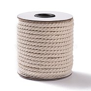 Round Cotton Twist Threads Cords, Macrame Cord, Light Yellow, 4mm, about 20yards/roll(OCOR-L006-E-15)