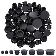 300Pcs 8 Style Plastic Hole Plugs, Snap in Flush Type Hole Plugs, Post Pipe Insert End Caps, for Furniture Fencing, Column, Black, 6.5~23x7.5~10.5mm, Hole: 3.4~16mm(AJEW-GF0005-64)