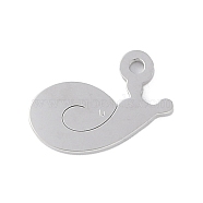 Non-Tarnish 304 Stainless Steel Charms, Snail Charm, Stainless Steel Color, 6x11x1mm, Hole: 1mm(STAS-L022-408P)