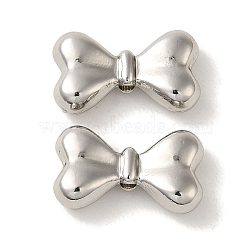 Rack Plating Alloy Beads, Cadmium Free & Nickel Free & Lead Free, Bowknot, Platinum, 10.5x18x4.5mm, Hole: 1.6mm(PALLOY-P304-19P)