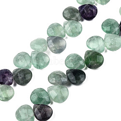 Natural Purple Fluorite Gemstone Beads Strands, Top Drilled Beads, Faceted, Teardrop, 12x9~10x6mm, Hole: 1mm, about 30pcs/strand, 11.81 inch(X-G-T006-04)