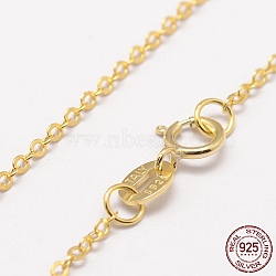 925 Sterling Silver Cable Chains Necklaces, with Spring Ring Clasps, Golden, 16.14 inch(41cm)(STER-F028-32G)