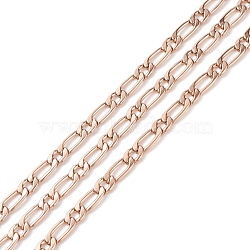 Ion Plating(IP) 304 Stainless Steel Mother-Son Chains, Unwelded, Decorative Chain, Rose Gold,  4.5x11x1.2mm, 4.9x6x1.2mm(CHS-K001-84RG)
