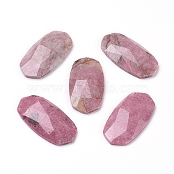 Natural Rhodonite Cabochons, Faceted, Oval, 38x19x6mm(G-F579-03B)