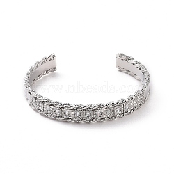Clear Cubic Zirconia Open Cuff Bangle, Brass Jewelry for Women, Platinum, Inner Diameter: 2-1/8 inch(5.5cm)(BJEW-F445-07P)