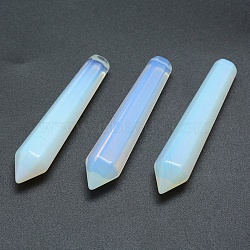 Opalite Stone Pointed Beads, Bullet, Undrilled/No Hole Beads, 50.5x10x10mm(G-E490-E28)