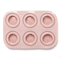 Flat Round Silicone Molds, Food Grade Molds, For DIY Cake Decoration, Candle, Chocolate, Candy, UV Resin & Epoxy Resin Craft Making, Pink, 215x148x26mm, Inner Diameter: 36~58mm(DIY-I059-07)